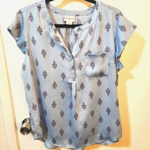 Liz Claiborne Petite Blue Printed Blouse